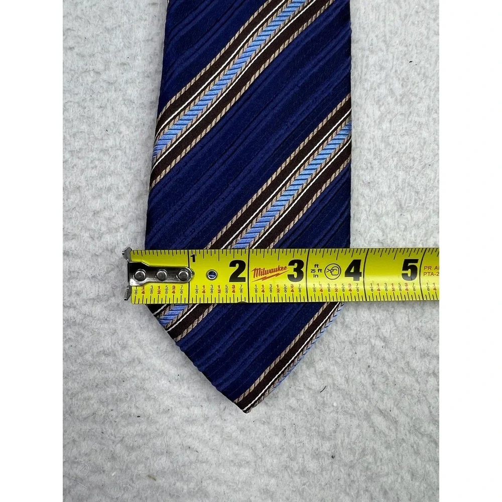 Canali Tie Mens One Size Blue Brown Striped 100% Silk Made In Italy Classic